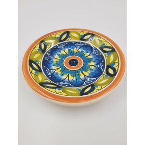 Talavera Bowl Folk Art Pottery Handmade & Painted Round Dish Signed